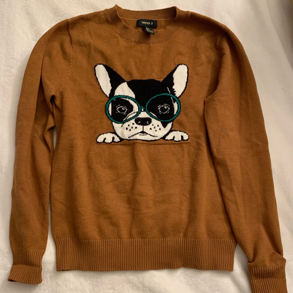 Preppy Boston Terrier mustard sweater